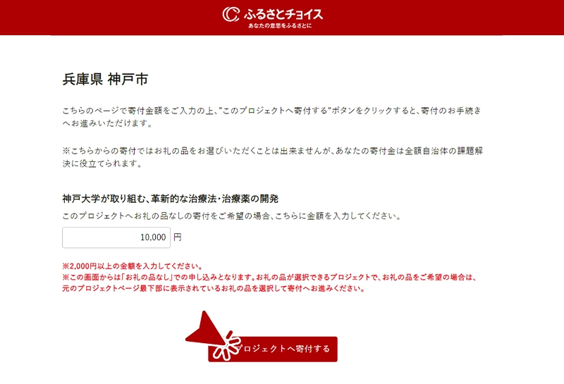 ご希望の寄附金額をご入力ください